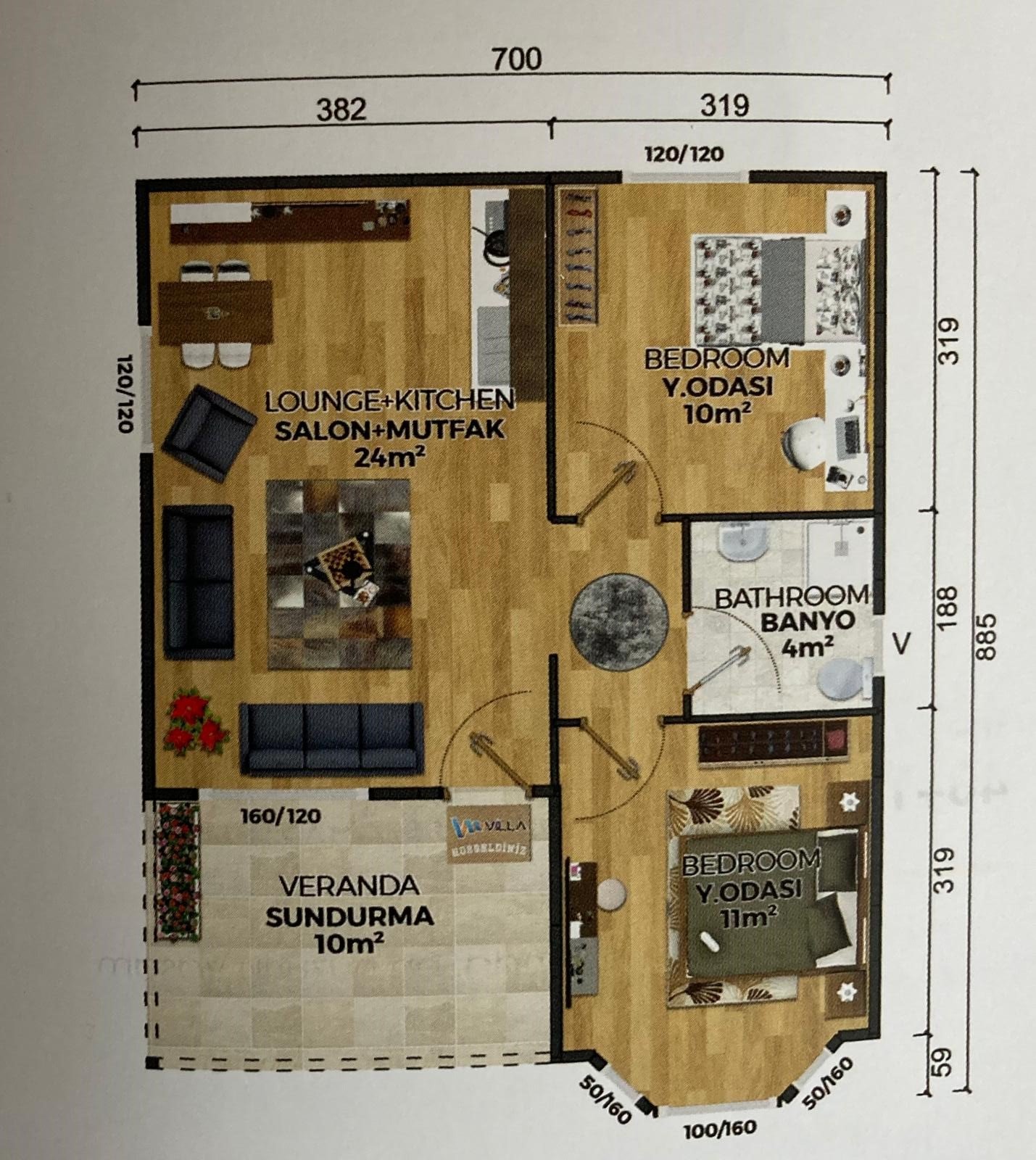 59 m2 SİDE TEK KATLI 2+1 PREFABRİK EV